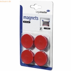 10 x Legamaster Haftmagnet 35mm 4 Stück rot