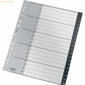 Leitz Plastikregister Recycle 1-20 A4 Maxi PP 20 Blatt schwarz