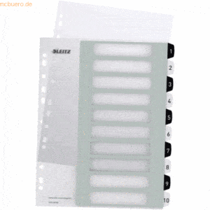 Leitz Plastikregister Wow 1-10 beschriftbar A4 PP 10 Blatt weiß/schwar
