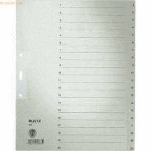 Leitz Register A4+ Tauenpapier 1-20 grau