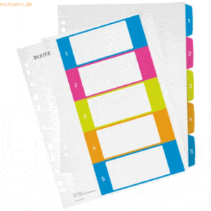 Leitz Plastikregister Wow 1-5 A4 PP 5 Blatt farbig