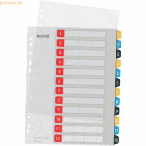 Leitz Plastikregister Cosy 1-12 bedruckbar A4 PP 12 Blatt farbig