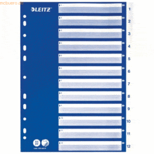 15 x Leitz Register A4 PP 1-12 weiß