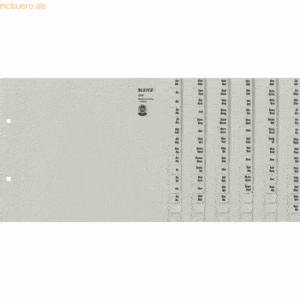 Leitz Registerserie A4 1/2 Höhe Tauenpapier A-Z 36 Abläufe grau