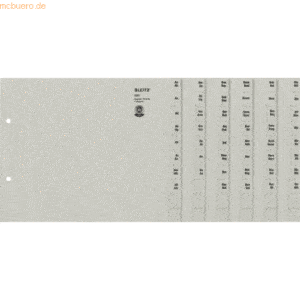 Leitz Registerserie A4 1/2 Höhe Tauenpapier A-Z 75 Abläufe grau