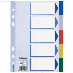20 x Esselte Register A5 PP 5-teilig blanko farbig