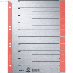 Leitz Trennblätter A4 Taben farbig rot 230g/qm VE=25 Stück