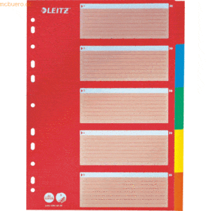 25 x Leitz Register A4 Karton 160g/qm 5-teilig farbig