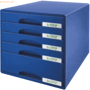 Leitz Schubladenbox Plus 5 Schubladen Polystyrol blau