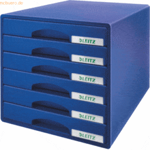 Leitz Schubladenbox Plus 6 Schubladen Polystyrol blau