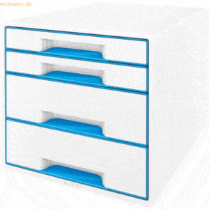 Leitz Schubladenbox Wow Cube 4 Schubladen PS perlweiß/blau