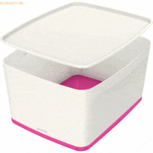 Leitz Aufbewahrungsbox MyBox Groß A4 mit Deckel ABS weiß/pink