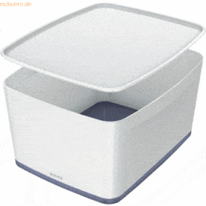 Leitz Aufbewahrungsbox myBox groß A4 mit Deckel weiß/grau