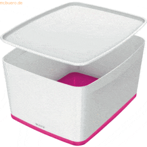 Leitz Aufbewahrungsbox myBox groß A4 mit Deckel weiß/pink