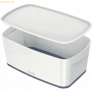 Leitz Aufbewahrungsbox myBox klein A5 mit Deckel weiß/grau