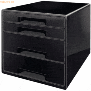 Leitz Schubladenbox Cube 4 Schubladen PS schwarz/weiß