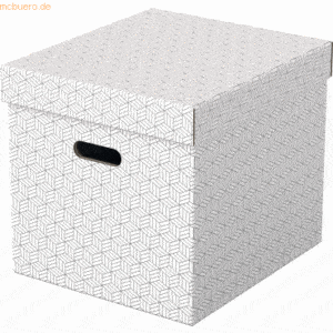 Esselte Aufbewahrungsbox Cube Home mit Deckel Wellpappe VE=3 Stück wei