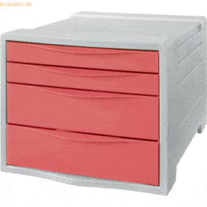 Esselte Schubladenbox Colour'Breeze PS 4 Schubladen hellgrau/koralle