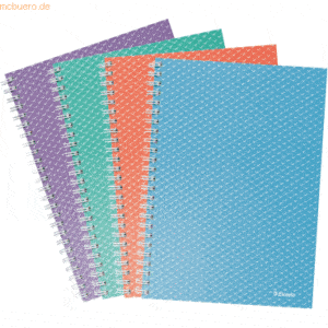 4 x Esselte Collegeblock Colour'Breeze A5 kariert 80 Blatt sortiert