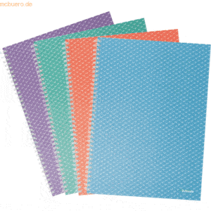 4 x Esselte Collegeblock Colour'Breeze A4 kariert 80 Blatt sortiert