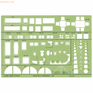 10 x Linex Zeichenschablone Architekt-Universal 1:50 235x160mm