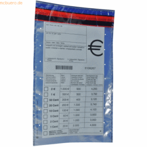 Litfax Münzgeldtasche mit € Mültistückelung 220x370mm VE=100 Stück