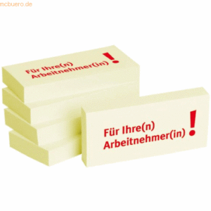 Litfax Haftnotizen 75x35mm gelb 'Für Ihre(n) Arbeitnehmer(in)!' VE = 5
