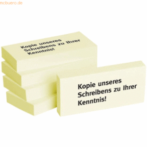 Litfax Haftnotizen 75x35mm gelb 'Kopie unseres Schreibens zu Ihrer Ken