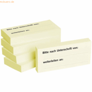 Litfax Haftnotizen 75x35mm gelb 'Bitte nach Unterschrift von .. weiter