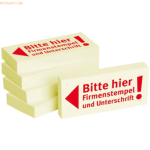 Litfax Haftnotizen 75x35mm gelb 'Bitte hier Firmenstempel und Untersch