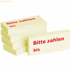 Litfax Haftnotizen 75x35mm gelb 'Bitte zahlen bis' VE = 5 Blöcke