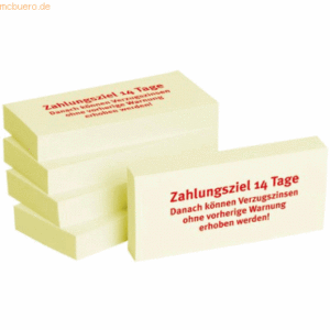 Litfax Haftnotizen 75x35mm gelb 'Zahlungsziel 14 Tage' VE = 5 Blöcke