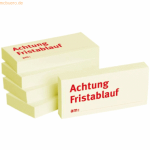 Litfax Haftnotizen 75x35mm gelb 'Achtung Fristablauf am' VE = 5 Blöcke