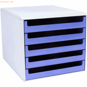 M+M Schubladenbox 5 Schübe RC-Kunststoff grau/blau