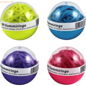 12 x M+M Gummiringball VE=90 Stück farbig neon sortiert Schraubdose