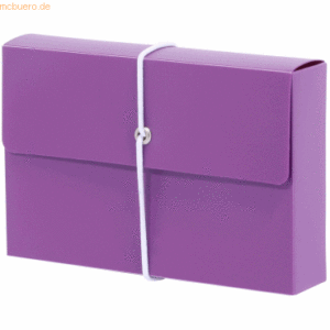 12 x M+M Karteibox A7 mit Gummiband gefüllt berry-violett
