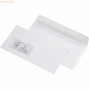 Mailmedia Briefumschläge DINlang mit Fenster haftklebend weiß VE=100 S