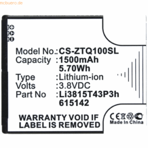 k.A. Akku für Zte Li3815T43P3h615142 Li-Ion 3