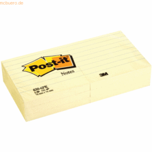 Post-it Notes Haftnotizen 76x76mm gelb liniert VE=100 Blatt