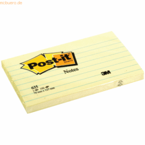 Post-it Notes Haftnotizen 127x76mm gelb liniert VE=100 Blatt