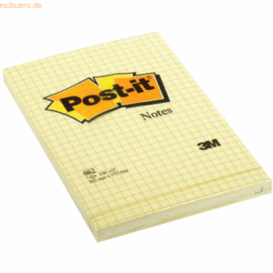 Post-it Notes Haftnotizen 152x102mm gelb kariert VE=100 Blatt
