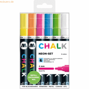 Molotow Windowmarker Chalk 4mm Neon-Set nachfüllbar VE=6 Stück (sortie