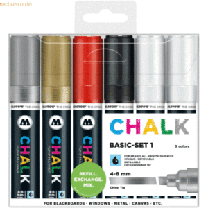 Molotow Windowmarker Chalk 4-8mm Basic-Set 1 nachfüllbar VE=6 Stück (s