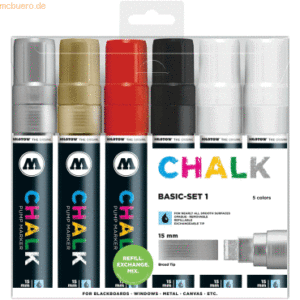 Molotow Windowmarker Chalk 15mm Basic-Set 1 nachfüllbar VE=6 Stück (so