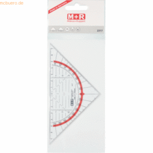 M+R Geodreieck 16cm glasklar rot hinterlegt