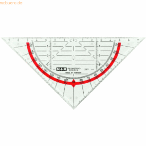 M+R Geodreieck 17cm glasklar rot hinterlegt