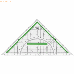 10 x M+R Geodreieck 23cm glasklar grün hinterlegt