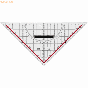 M+R Geodreieck 23cm Acrylglas glasklar rot hinterlegt