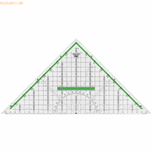 10 x M+R Geodreieck 32cm glasklar grün hinterlegt