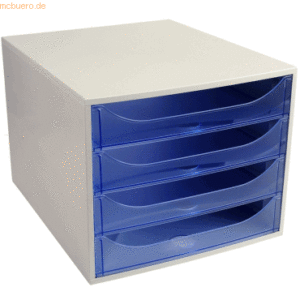 Exacompta Schubladenbox Ecobox Linicolor 4 Schübe grau/transluzent eis